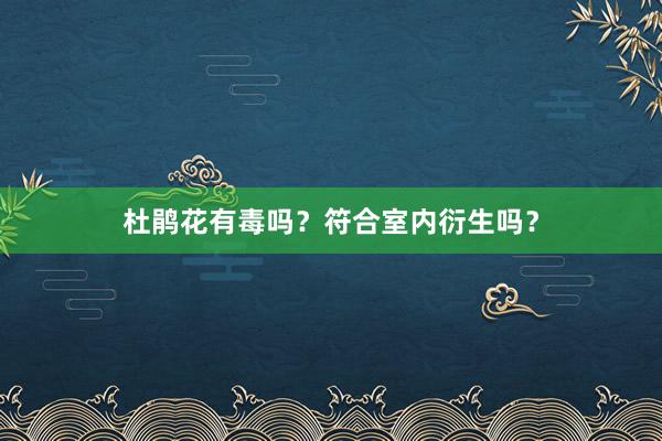 杜鹃花有毒吗？符合室内衍生吗？